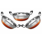 Stainless Steel Copper Bottom Kadhai with Handle - Set of 3 Pieces | Grocsy