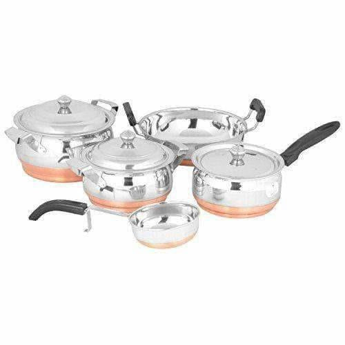 Stainless Steel  Cookware -  Along With Copper Bottom - Set of 5 Pieces | Grocsy