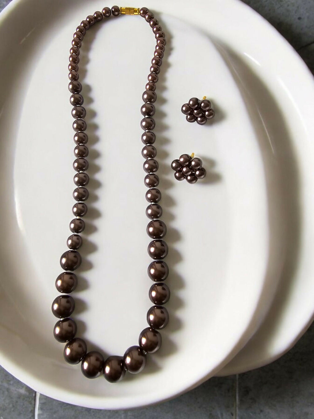 Inhanns Spectrum Everyday Pearl Sets - Single Strand - Chocolate | Grocsy