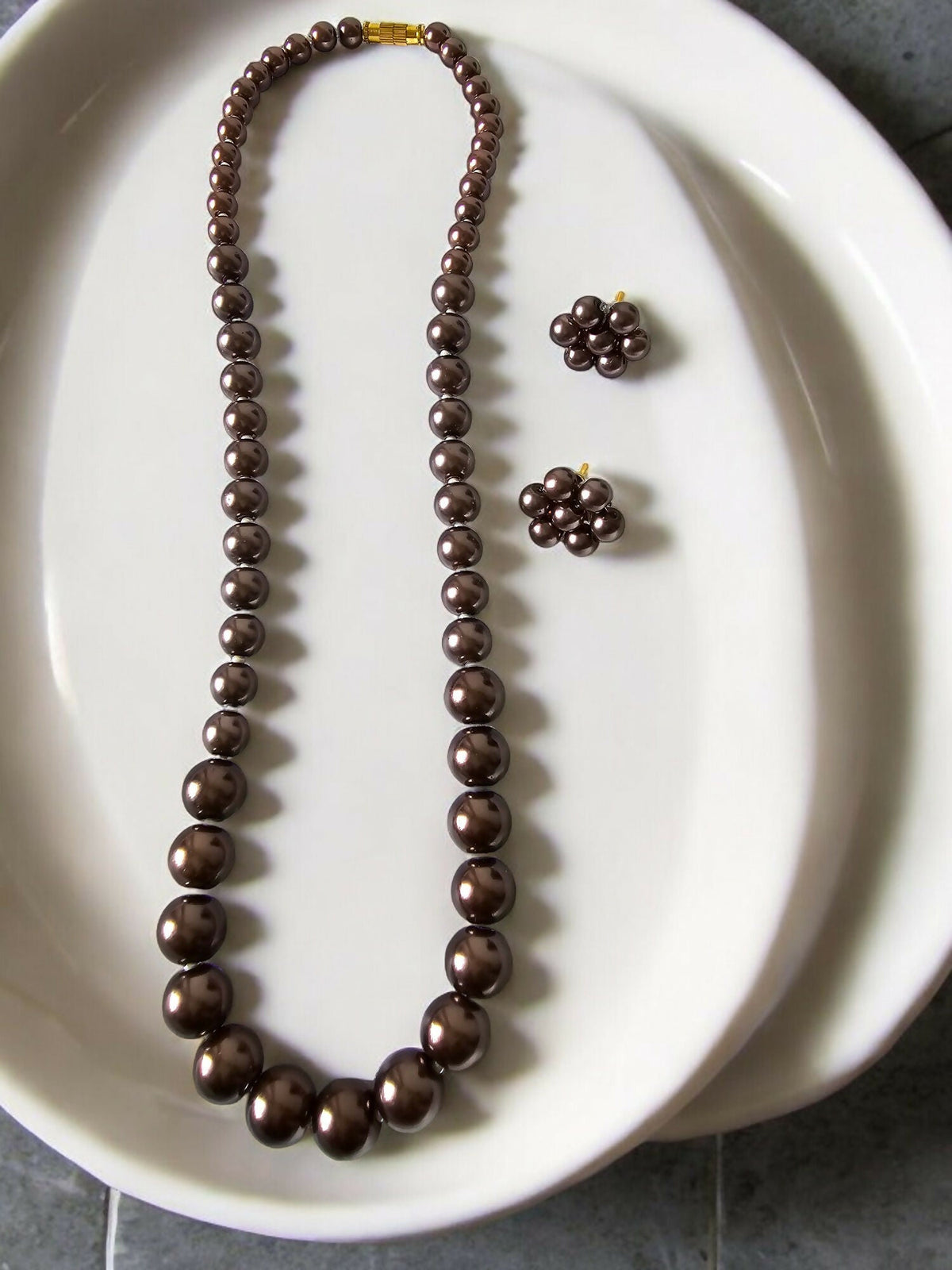 Inhanns Spectrum Everyday Pearl Sets - Single Strand - Chocolate | Grocsy