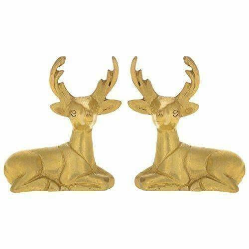 Home Decor Decoration Made of Brass Deer Statue - Set of 2 | Grocsy