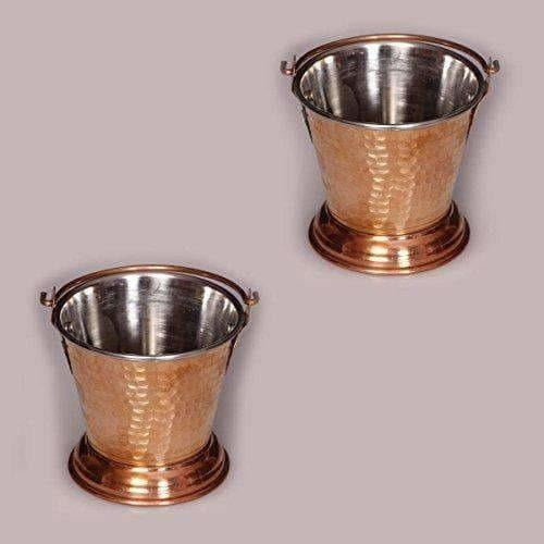 Handmade Hammered Copper Curry Bucket Set of - 2 Pieces | Grocsy