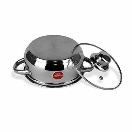 Stainless Steel Friendly Belly Shape Cook Bottom with Glass Lid | Grocsy
