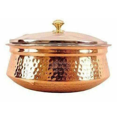 Steel Copper Casserole Bowl With Glass Lid - Tableware | Grocsy