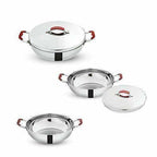Stainless Steel Kadai with  Lid - 2.5 Litres | Grocsy
