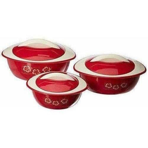 Maroon Color - Plastic Casserole Set of 3 - Pieces | Grocsy