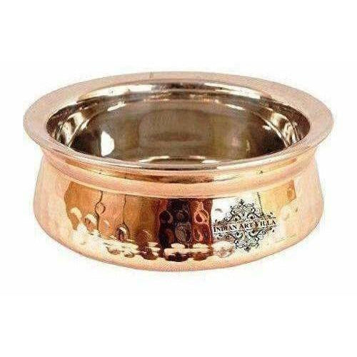 Steel Copper Handi Bowl Hammered Design Serving Dishes - Set of 4 | Grocsy