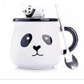Panda Ceramic Mug with Ceramic Lid and Spoon(Random Design)-300 ML (Pack of 1) | Grocsy