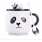 Panda Ceramic Mug with Ceramic Lid and Spoon(Random Design)-300 ML (Pack of 1) | Grocsy