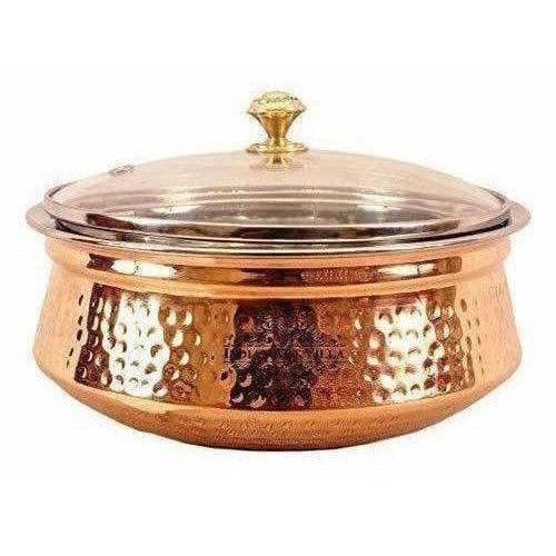 Steel Copper Casserole Bowl With Glass Lid - Tableware | Grocsy