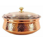 Steel Copper Casserole Bowl With Glass Lid - Tableware | Grocsy
