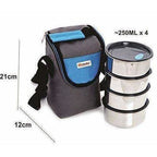 Stainless Steel Lunch Box Set with Pouch, 250ml, Set of 4 | Grocsy