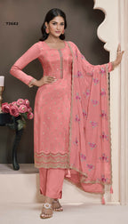Anaita Pink Silk Embroidered Stitched Salwar Suit | Grocsy