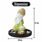 Multi - Color Handmade Buddha Showpiece and Stones On Wooden Tray | Grocsy
