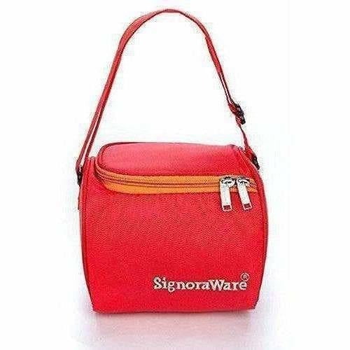 Signoraware Plastic Lunch Box Set with Bag Set, 5-Pieces, Red | Grocsy