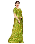 Mimosa Women's Olive Kanchipuram Silk Saree With Blouse Piece | Grocsy