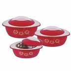 Maroon Color - Plastic Casserole Set of 3 - Pieces | Grocsy