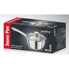 Stainless Steel Sandwich Base Dlx Sauce Pan with Glass Lid | Grocsy