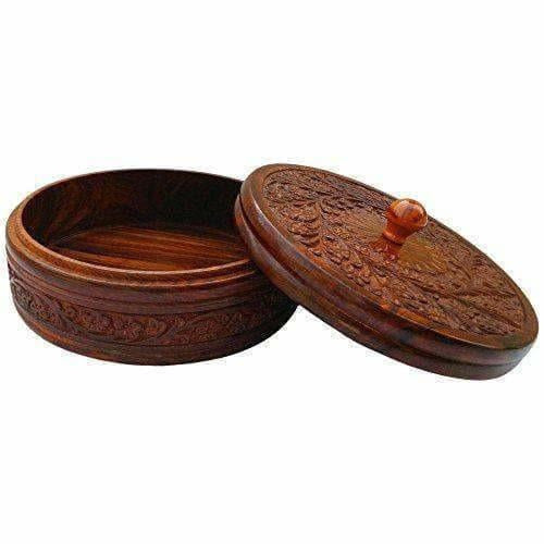 Handcrafted Wooden Box Pot Serving Bowl with Lid | Grocsy