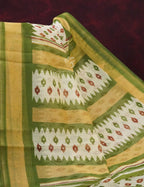 Combo of White and Green Patan Patola Semi Chanderi Saree By Gayathri Reddy Designer Studio | Grocsy