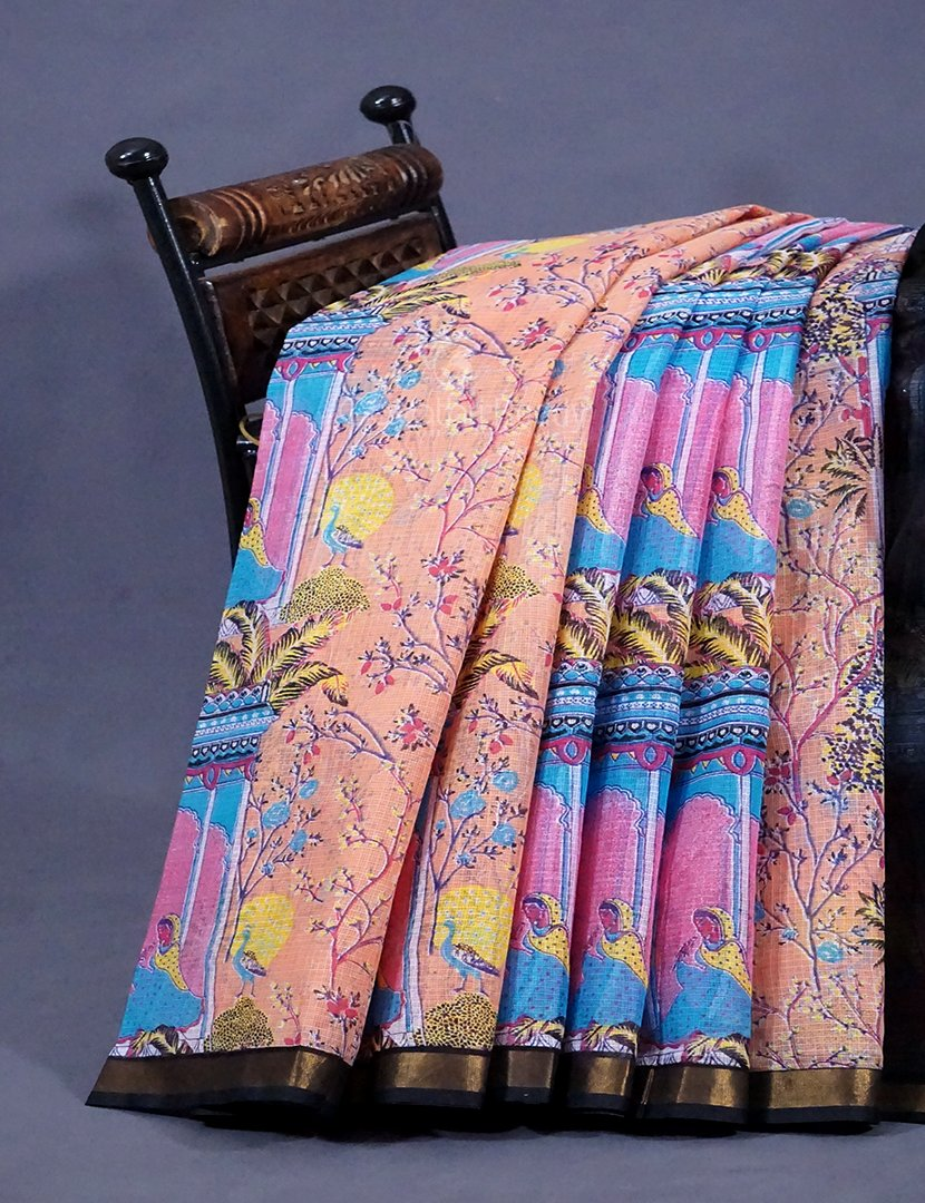 Light Peach Colour Rajasthani Design Pure Kota Cotton Saree By Gayathri Reddy Designer Studio | Grocsy