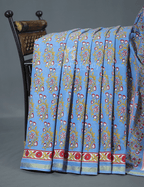 Cloud Blue Coloured Combination Printed Cotton Saree By Gayathri Reddy Designer Studio | Grocsy