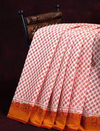 Off White Block Print Pure Mulmul Cotton By Gayathri Reddy Designer Studio | Grocsy