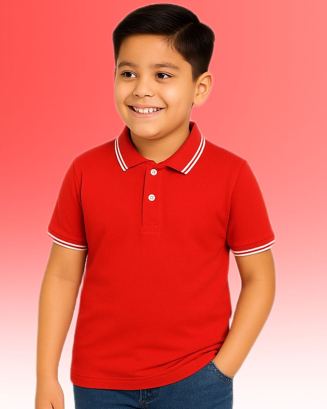 Chilins Kids Solid Polo Tshirt, Color- Red | Grocsy
