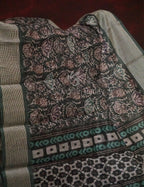 Dark Bottle Green Colour Mosaic Design Semi Chanderi Saree By Gayathri Reddy Designer Studio | Grocsy