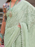 Saree Mall Floral Woven Design Pure Chiffon Sarees | Grocsy