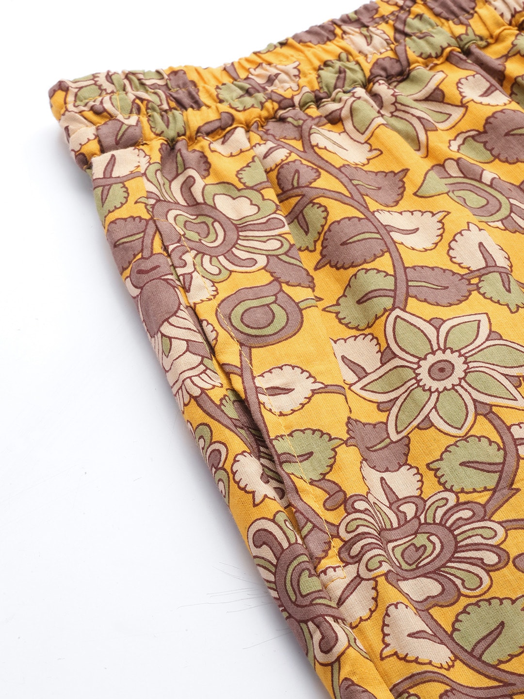 InWeave Mustard Kalamkari Print Co Ord Set With Belt | Grocsy