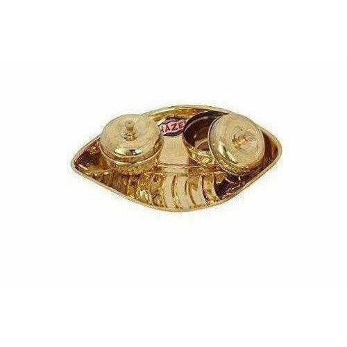 Golden - Brass Pooja Plate Thali with Set of 2 Holders | Grocsy
