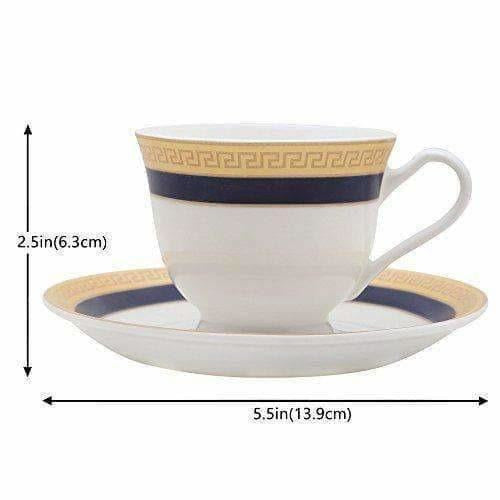 Classical Golden Border Cup Set with Saucer, Set of 12, 200ml | Grocsy