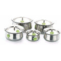 Silver Touch Stainless Steel Handi with Lid -  Set of 5 | Grocsy