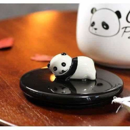Panda Ceramic Mug with Ceramic Lid and Spoon(Random Design)-300 ML (Pack of 1) | Grocsy