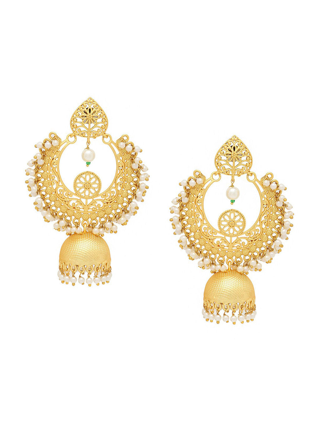 Yellow Chimes Women Gold-Toned Contemporary Chandbali Jumka Earrings | Grocsy