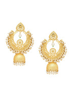 Yellow Chimes Women Gold-Toned Contemporary Chandbali Jumka Earrings | Grocsy