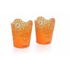 Lacy 2 Piece Plastic Tall Basket Set, Orange | Grocsy