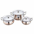 Stainless Steel Cookware Set 3pcs Copper Dish Line Bottom | Grocsy