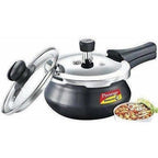 Induction Base Aluminum Pressure Cooker 2 Litres - Black Color | Grocsy