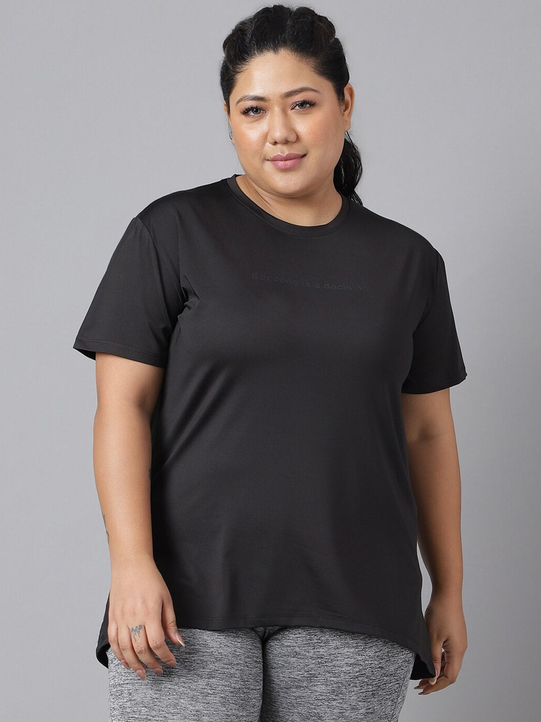 MKH Plus Size Drop-Shoulder Sleeves Dri-FIT Relaxed Fit Training T-shirt | Grocsy