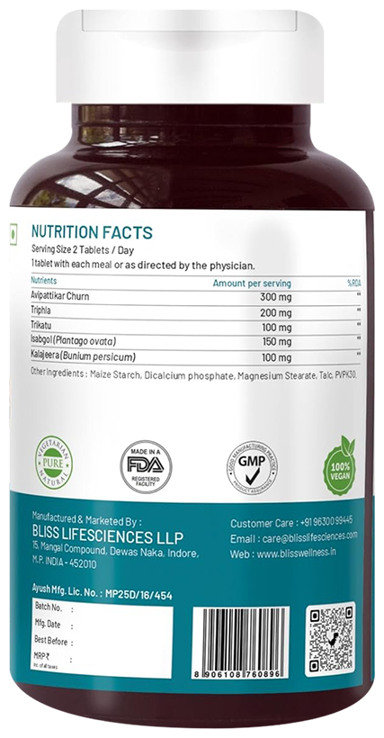 Bliss Welness Body Gut Detox Plant Based Veg Tablet | Grocsy