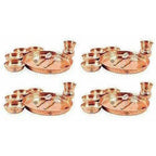 Traditional Design Copper Thali Multi cuisine Dinnerware Set, 8 Pieces | Grocsy