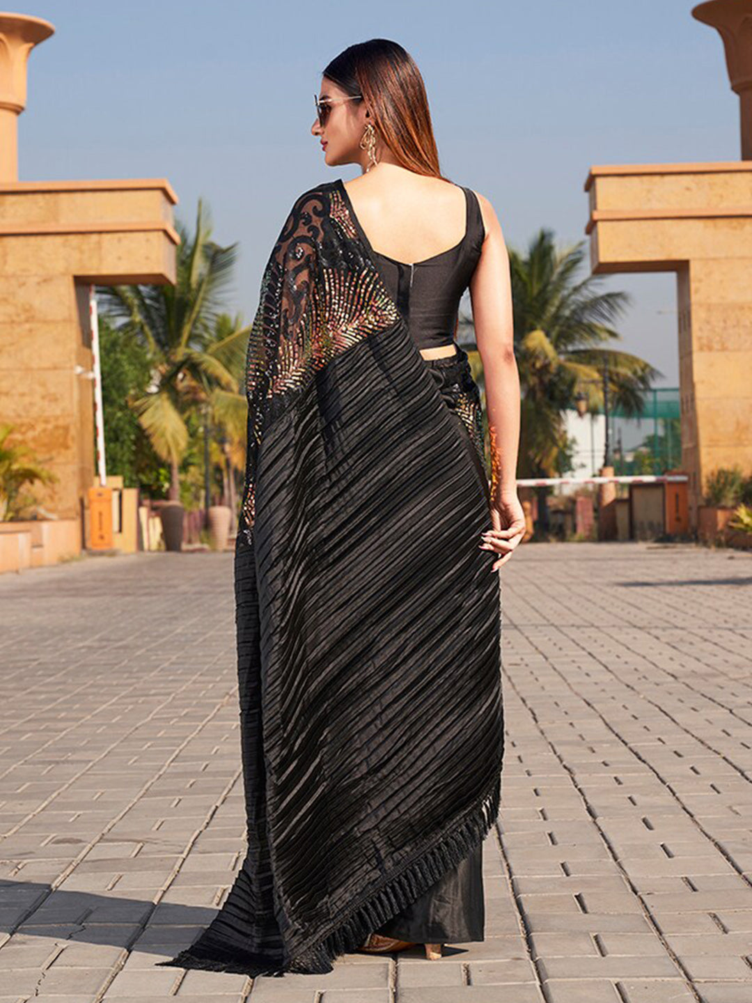 Tikhi Imli Sequinned Satin Saree | Grocsy