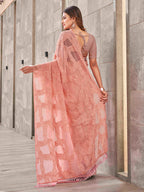 Tikhi Imli Peach Abstract Woven Design Half And Half Saree | Grocsy