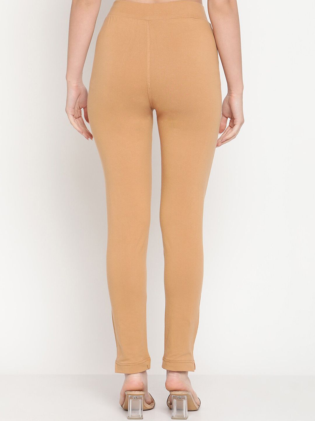 TAG 7 Set Of 2 Yellow & Beige Solid Leggings | Grocsy