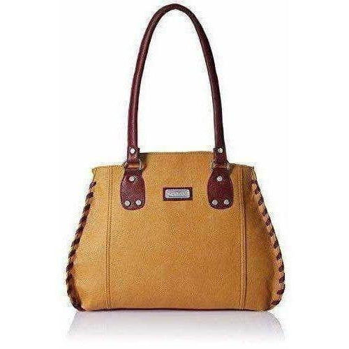 Women's Handbag (Beige And Maroon) | Grocsy