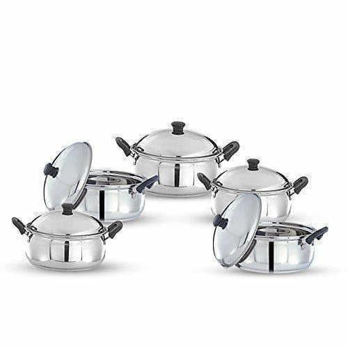 Stainless Steel Cook and Serve Handi Set (5-Pieces, Silver) | Grocsy