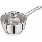Stainless Steel Sandwich Base Dlx Sauce Pan with Glass Lid | Grocsy