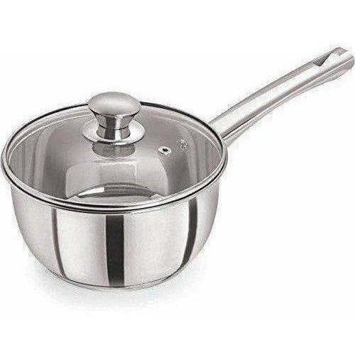 Stainless Steel Sandwich Base Dlx Sauce Pan with Glass Lid | Grocsy